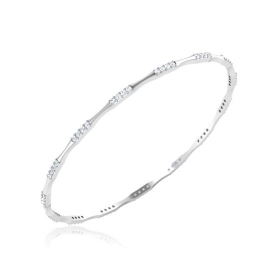 3.60 Ct Round Cut Genuine Diamond Women Bangle White Gold
