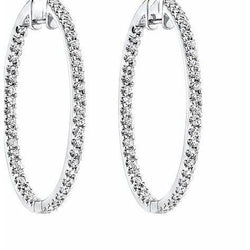 3.60 Ct Round Cut Real Sparkling Diamonds Women Hoop Earrings White Gold