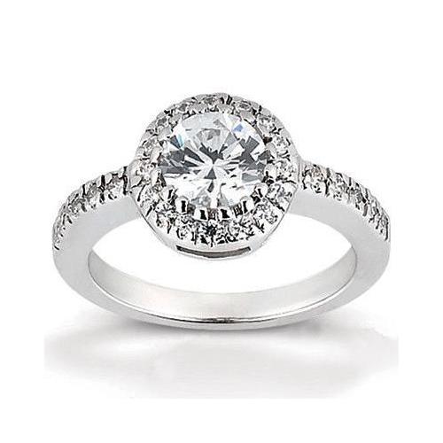 3.65 Ct. Real Diamond Halo Ring Wedding Jewelry White Gold