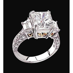 3.66 Carat Natural Diamond Three Stone Ring Two Tone 14K New
