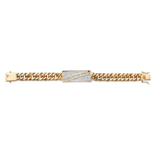 3.70 Carats Real Sparkling Diamonds Mens Bracelet Yellow Gold 14K