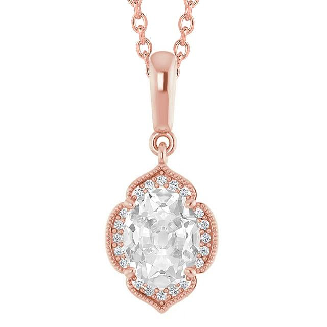 3.75 Carats Halo Natural Diamond Pendant Oval Old Miner Slide Flower Style