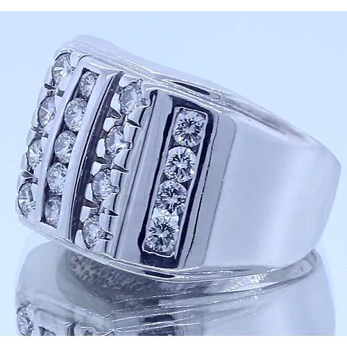  Mens Genuine Diamond Ring White Gold 14K