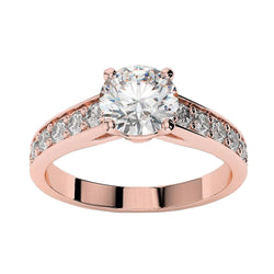 3.75 Carats Round Accented Genuine Diamond Wedding Ring Rose Gold 14K
