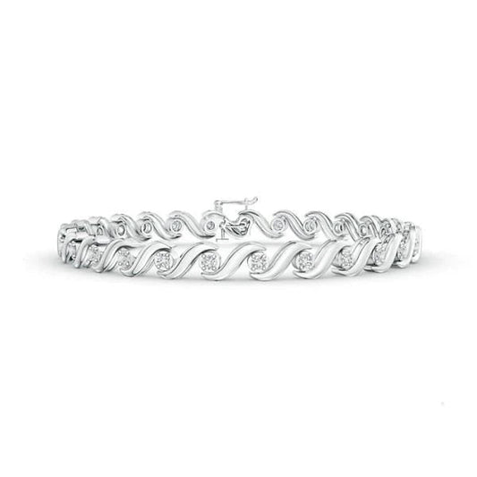 3.75 Carats Round Cut Real Diamond Tennis Bracelet Solid White Gold 14K