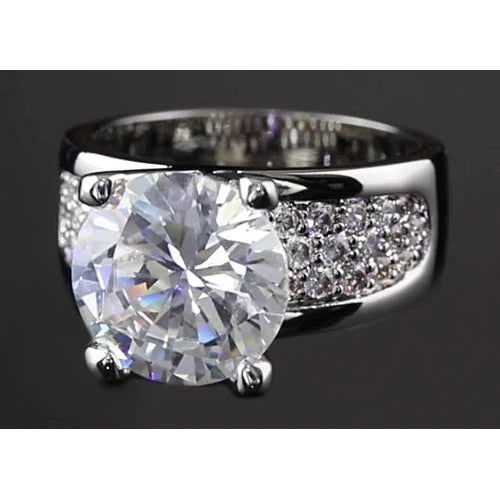 3.75 Carats Round Natural Diamond Anniversary Ring Pave Setting White Gold 14K