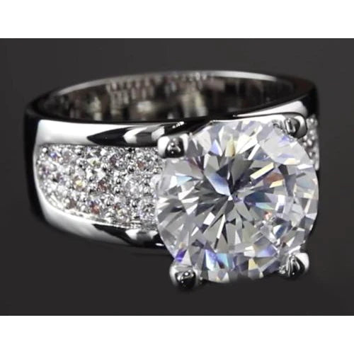 3.75 Carats Round Natural Diamond Anniversary Ring Pave Setting White Gold 14K