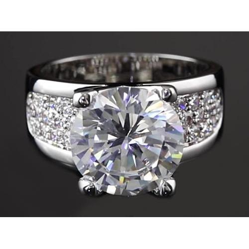 3.75 Carats Round Natural Diamond Anniversary Ring Pave Setting White Gold 14K