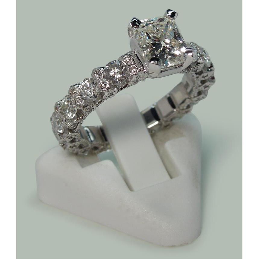 3.75 Ct Radiant & Round Genuine Diamonds Ring Wedding Anniversary 2