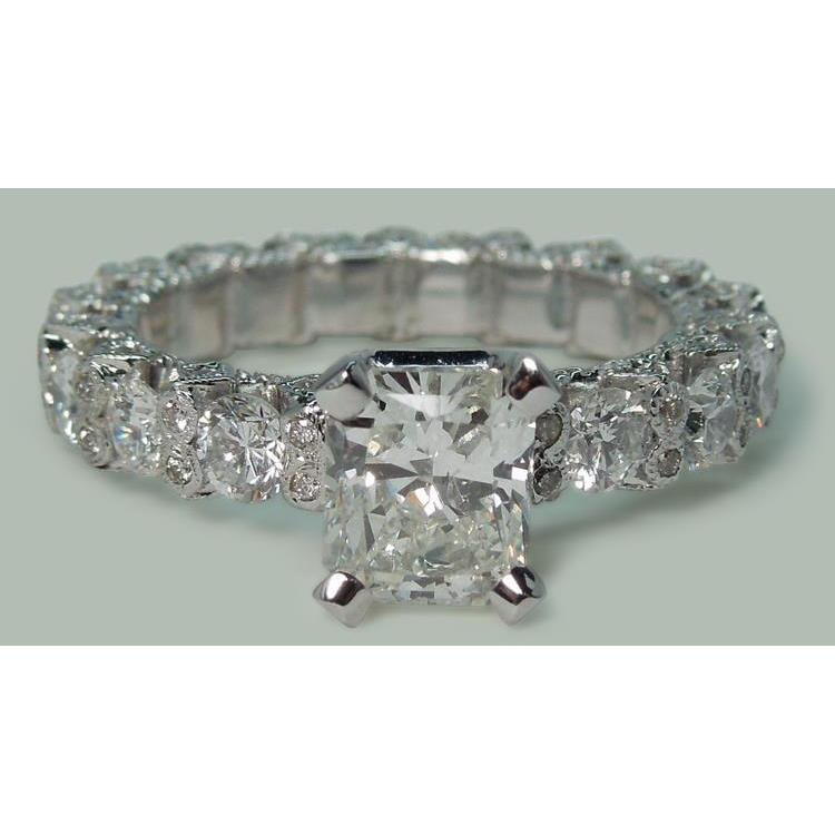 3.75 Ct Radiant & Round Genuine Diamonds Ring Wedding Anniversary