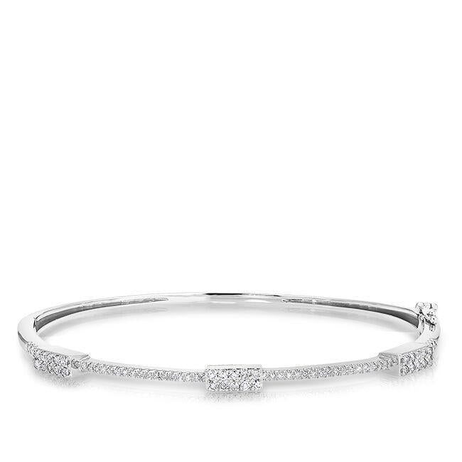 3.75 Ct Round Cut Genuine Diamond Women Bangle 14K White Gold