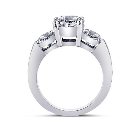 3.76 Carat Round Real Diamond Three Stone Style Engagement Ring 