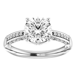 3.80 Carats Round Cut Real Diamond Engagement Ring White Gold New