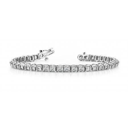 3.80 Carats Round Cut Real Diamonds Tennis Bracelet 14K White Gold