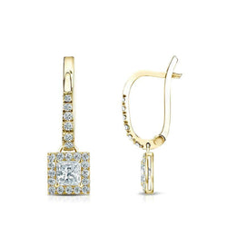 3.80 Carats Sparkling Real Diamonds Dangle Earrings Yellow Gold 14K New