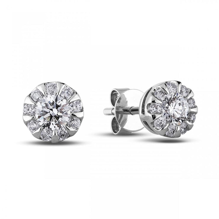 3.80 Ct Sparkling Round Cut Real Diamonds Lady Studs Earring White Gold