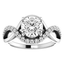 3.90 Carats Real Diamond Engagement Ring Twisted Shank Jewelry
