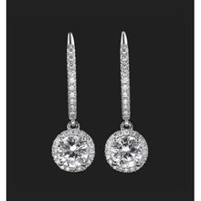 3.90 Carats Round Cut Real Diamonds Ladies Dangle Earrings White Gold 14K