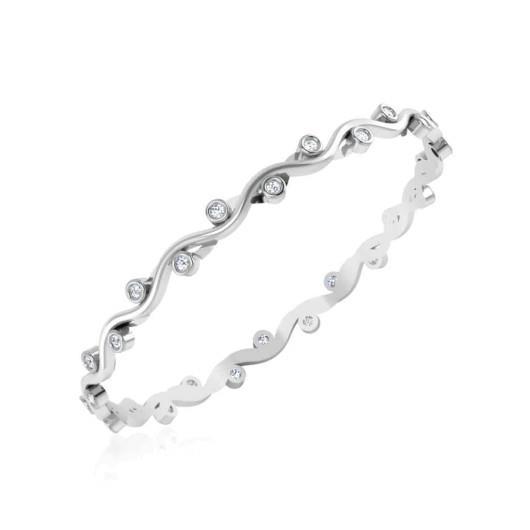 3.90 Ct Round Cut Diamonds Natural Bangle White Gold