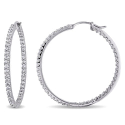 3.90 Ct. Brilliant Cut Sparkling Natural Diamonds Hoop Earrings Gold White