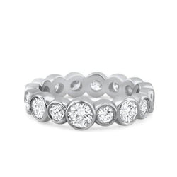 3 Carats Bezel Set Round Cut Real Natural Earth Mined Diamond Wedding Band
