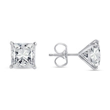 3 Carats Genuine Natural Earth Mined Diamonds Ladies Studs Earrings Princess Cut White Gold 14K