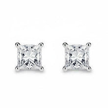3 Carats Genuine Natural Earth Mined Diamonds Ladies Studs Earrings Princess Cut White Gold 14K