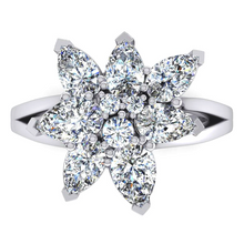 3 Ct Diamond Pear Cut Cluster Ring Gold 14K Jewelry For Ladies