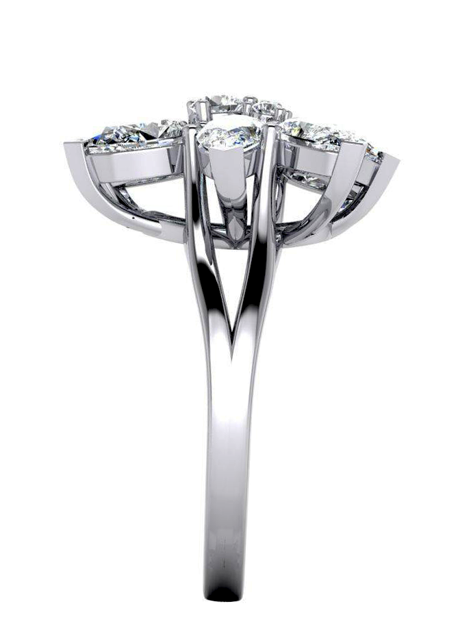 3 Ct Diamond Pear Cut Cluster Ring Gold 14K Jewelry For Ladies