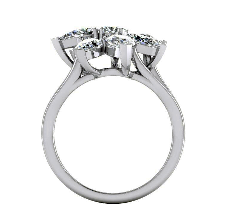 3 Ct Diamond Pear Cut Cluster Ring Gold 14K Jewelry For Ladies