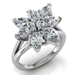 3 Ct Natural Earth Mined Diamond Pear Cut Cluster Ring Gold 14K Jewellery For Ladies