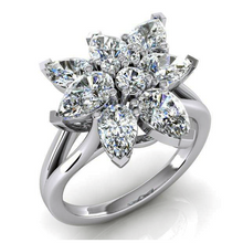 3 Ct Diamond Pear Cut Cluster Ring Gold 14K Jewelry For Ladies