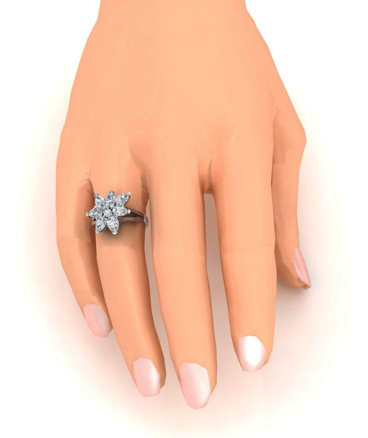 3 Ct Diamond Pear Cut Cluster Ring Gold 14K Jewelry For Ladies