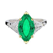 Gemstone Ring 14 Karat Two Tone Gold with Emerald – main view