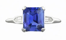 3 Stone Sapphire Ring Emerald Cut Tapered Baguette Natural Earth Mined Diamonds 3 Carats