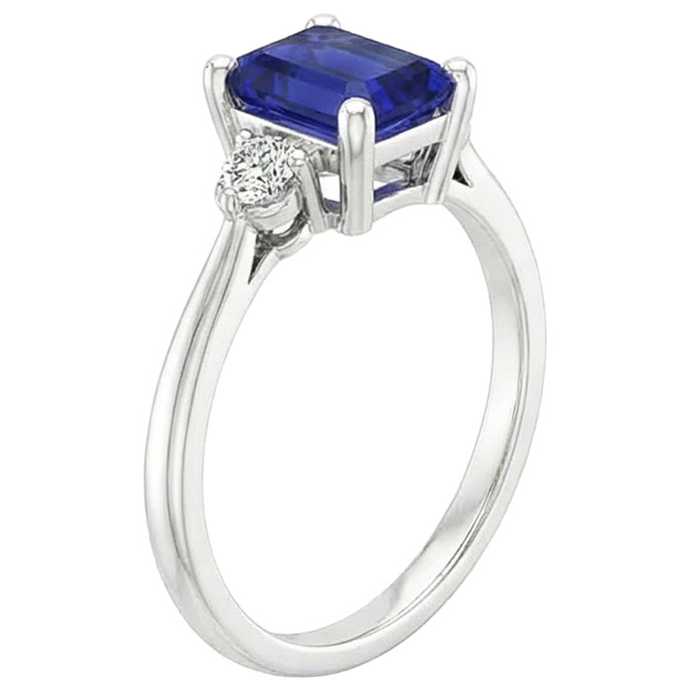 3ct Sapphire Emerald Cut Natural Earth Mined Diamond Ring