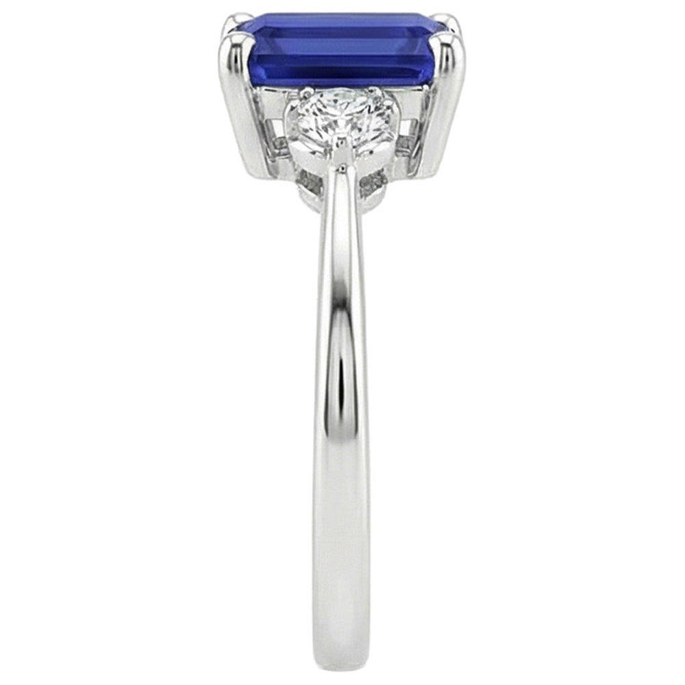 3ct Sapphire Emerald Cut Natural Earth Mined Diamond Ring