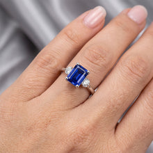 3ct Sapphire Emerald Cut Natural Earth Mined Diamond Ring