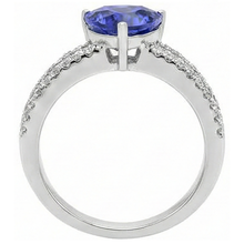 4.01 Ct Trillion Tanzanite Natural Earth Mined DIAMOND ( NOT LAB GROWN )s Engagement Ring White Gold 14K