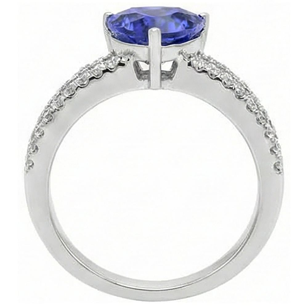 4.01 Ct Trillion Tanzanite Natural Earth Mined DIAMOND ( NOT LAB GROWN )s Engagement Ring White Gold 14K
