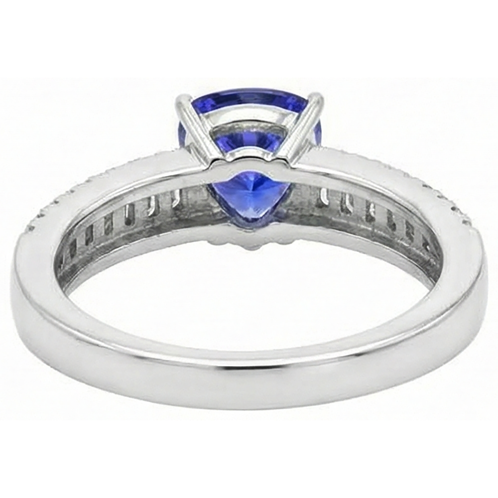 4.01 Ct Trillion Tanzanite Natural Earth Mined DIAMOND ( NOT LAB GROWN )s Engagement Ring White Gold 14K