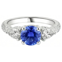 4.01 Ct Wedding Ring Sri Lanka Sapphire Trillion Natural Earth Mined Diamonds 3-Stone