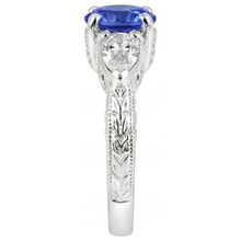 4.01 Ct Wedding Ring Sri Lanka Sapphire Trillion Natural Earth Mined Diamonds 3-Stone