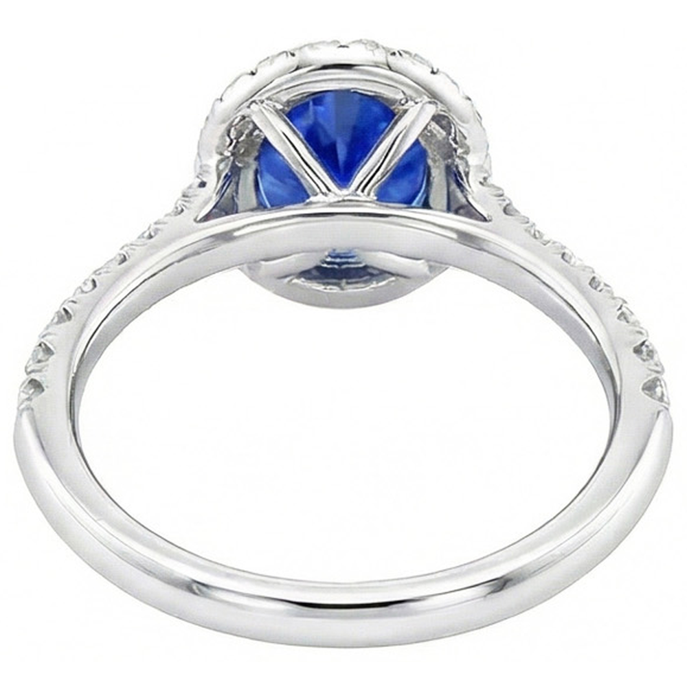 4.10 Ct Ceylon Blue Sapphire Natural Earth Mined Diamonds Wedding Ring White Gold 14K
