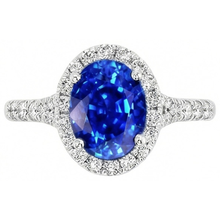 4.10 Ct Ceylon Blue Sapphire Natural Earth Mined Diamonds Wedding Ring White Gold 14K