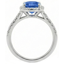 4.10 Ct Cushion Sri Lankan Sapphire And Round Natural Earth Mined Diamonds Ring White Gold