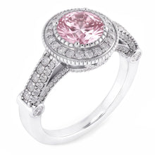 4.11 Ct Solitaire With Accents Round Halo Pink Sapphire Ring Gemstone