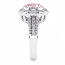 4.11 Ct Solitaire With Accents Round Halo Pink Sapphire Ring Gemstone