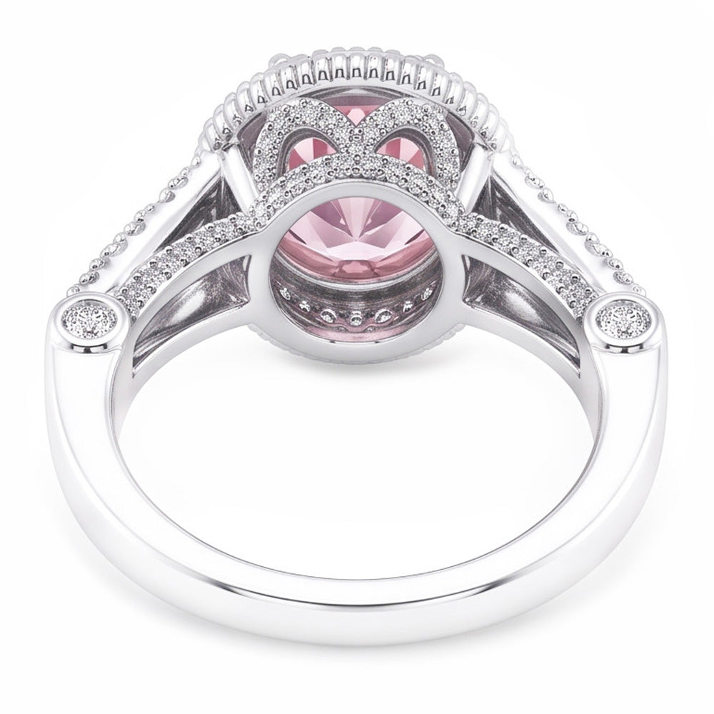 4.11 Ct Solitaire With Accents Round Halo Pink Sapphire Ring Gemstone