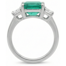 4.25 Carats Green Emerald Natural Earth Mined DIAMOND ( NOT LAB GROWN ) Three Stone Ring White Gold 14K New
